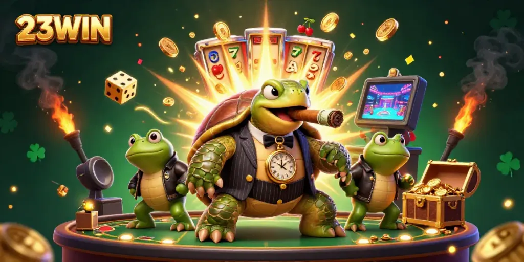 Experience thrilling gaming at 23WIN with vibrant characters and dynamic casino elements.