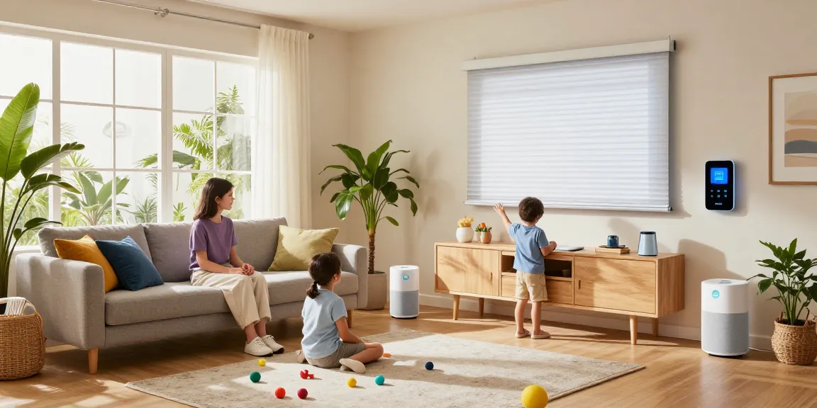 IKEA smart home technology integrated in a cozy living room with a family enjoying a connected experience.