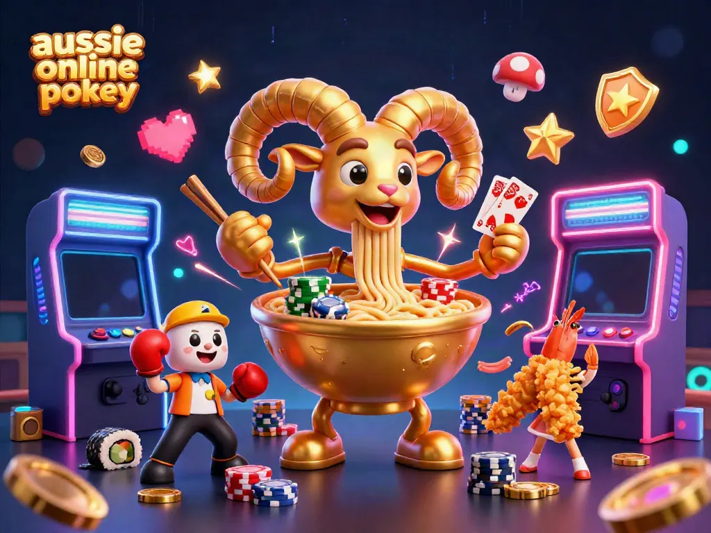 Experience the excitement of aussie online pokies with vibrant casino characters and game elements.