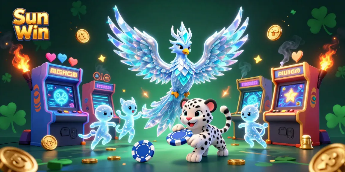 Win exciting bonuses while playing at Sun Win's vibrant casino atmosphere featuring mythical creatures.
