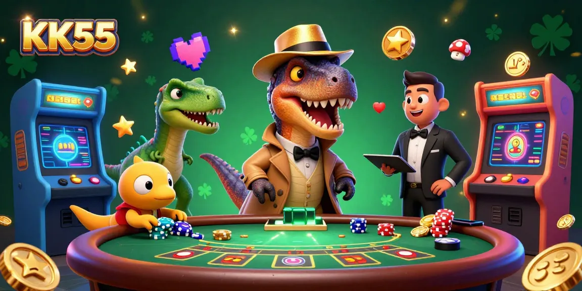 Participate in thrilling gambling at KK55 with a velociraptor card counter in the spotlight.