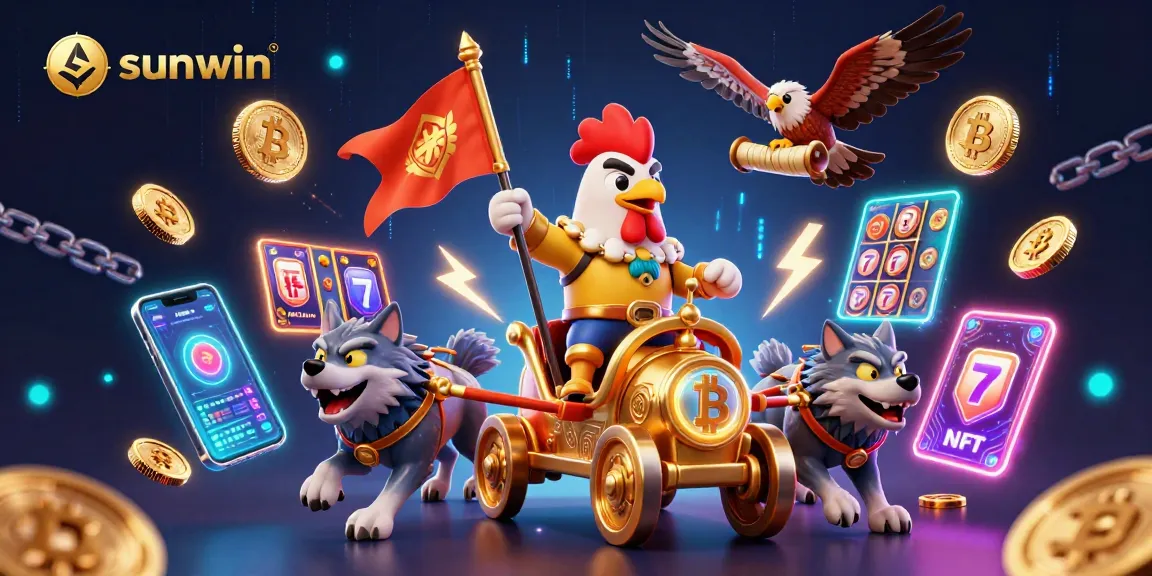 Win big with sunwin in this vibrant 3D casino illustration featuring exciting slot elements.